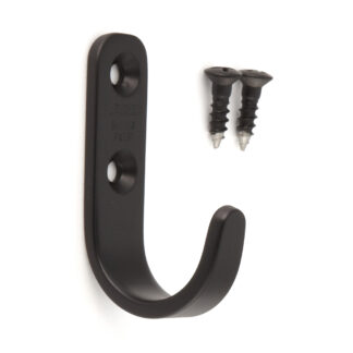 Hoogwaardige haak van roestvrij staal V2A zwart gecoat, voor wandmontage. Roestvrijstalen haken HJT-55SBL en HJT-70SBL van Sugatsune / LAMP® (Japan) - HJT-55SBL, 55 mm