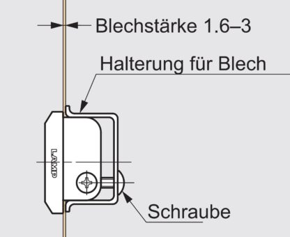 Schroefbeugel in SUS430, oppervlak: glanzend gepolijst, 39,5 mm (1,6") XLA-HHA40B. Bracket XLA-HHA40B voor Sugatsune inlaatgreep cups XLA-HHA300 en XLA-HHA600, door Sugatsune / LAMP® (Japan) - Afbeelding 3