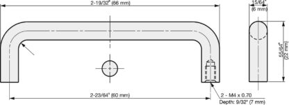 RVS deurkruk V2A (SUS304), 66 mm (2.6″) H-42-C-8. Hoogwaardige roestvrijstalen deurkruk van roestvrij staal V2A (SUS304), hoogglans gepolijst, voor vochtige omgevingen, schepen, voedsel, medische ruimte door Sugatsune / LAMP® (Japan) - Afbeelding 2