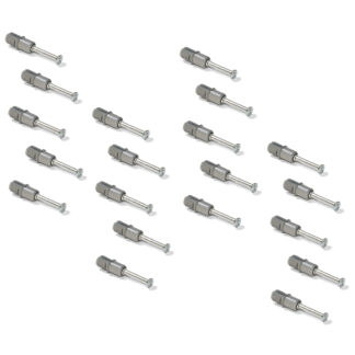 20 stuks expansiebouten, gemaakt van staal en kunststof, oppervlak: verzinkt, 21,6 mm (27/32"), 5912805. Uitbreidbaar verbindingsanker voor excentrische connectoren, legborden, kastonderdelen en nog veel meer, van EMUCA