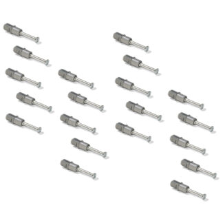 20 stieke expansiebouten, gemaakt van staal en kunststof, oppervlak: verzinkt, 31,6 mm (1-1/4"), 5912905. Spreidbaar verbindingsanker voor excentrische connectoren, legborden, kastonderdelen en nog veel meer, van EMUCA