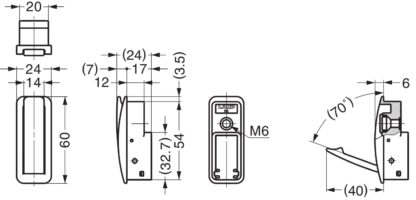 Hoogwaardige veerhaak voor inbouw, oppervlak: champagne, 60 mm (2,4"), uitvoering: met soft-close sluitdemping, NF-60D-SL. Inklapbare haak met automatische sluiting en soft-close voor caravan, jacht en nog veel meer, van Sugatsune / LAMP® (Japan) - Afbeelding 3