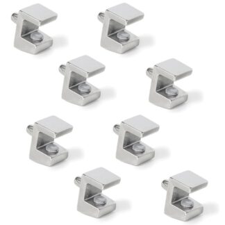 8 stks hoogwaardige glazen plankdragers, oppervlak: vernikkeld, 5 mm (13/64"), 4007907. Glazen plankbeugels voor glazen planken, glazen kastplanken, badkamerkasten en meer, door EMUCA