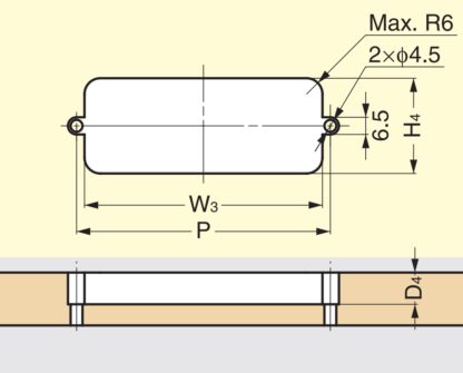 Hoogwaardige rechthoekige greepschaal van duurzaam kunststof, oppervlak: zwart, 70 mm (2,8") HH-JS70-BL. Meubelgreep HH-JS70-BL voor plaatwerk, hout, lade, kast, kantoormeubilair, slaapkamermeubilair, door Sugatsune / LAMP® (Japan) - Afbeelding 4
