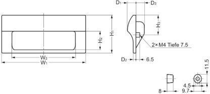 Hoogwaardige rechthoekige greepschaal van duurzaam kunststof, oppervlak: zwart, 70 mm (2,8") HH-JS70-BL. Meubelgreep HH-JS70-BL voor plaatwerk, hout, lade, kast, kantoormeubilair, slaapkamermeubilair, door Sugatsune / LAMP® (Japan) - Afbeelding 3