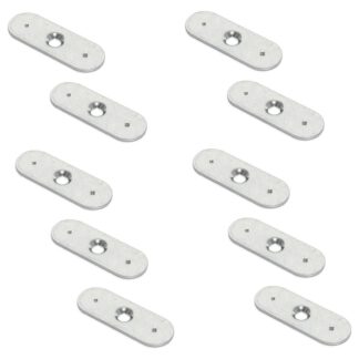 10 stuks lange ovale contraplaat met centraal verzonken gat en twee bevestigingspunten, oppervlak: gegalvaniseerd, 35 mm (1-3/8"), 2030905. tegenhanger voor magnetische sluitingen en nog veel meer, door EMUCA