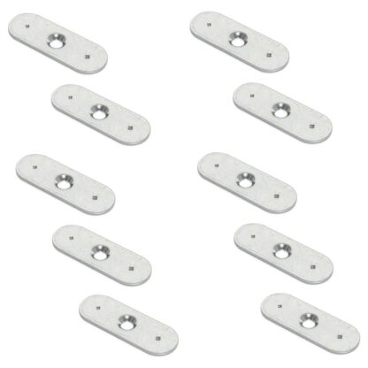 10 stuks lange ovale contraplaat met centraal verzonken gat en twee bevestigingspunten, oppervlak: gegalvaniseerd, 35 mm (1-3/8"), 2030905. tegenhanger voor magnetische sluitingen en nog veel meer, door EMUCA