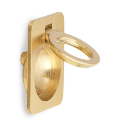Ringvormige vouwgreep van messing, afwerking: satijn mat, 30,5 mm (1,3") 587-40SB. Ringgreep 587-40SB voor camper, boot, inspectieluik, inspectiedeur, door Sugatsune / LAMP® (Japan) - Afbeelding 4