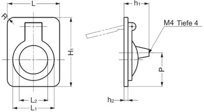Ringvormig vouwhandvat van messing, afwerking: wit brons, satijn mat, 38 mm (1,5") 587-50WB. Ringgreep 587-50WB voor camper, boot, inspectieluik, inspectiedeur, door Sugatsune / LAMP® (Japan) - Afbeelding 3