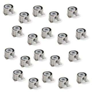 20 stuks stabiele excentrische verbinding ⌀20 mm met flens en klauw buitenmantel voor plaatdikte 16 mm (5/8"), gemaakt van Zamak, 8470907. Robuuste excentrische connector voor meubelaansluiting en nog veel meer, van EMUCA