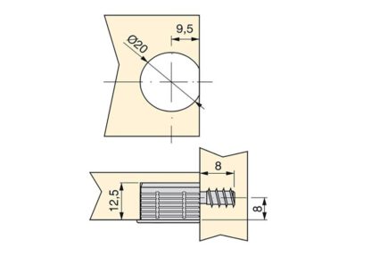 20 stuks stabiele excentrische verbinding ⌀20 mm met flens en klauw buitenmantel voor plaatdikte 16 mm (5/8"), gemaakt van Zamak, 8470907. Robuuste excentrische connector voor meubelaansluiting en nog veel meer, van EMUCA - Afbeelding 3