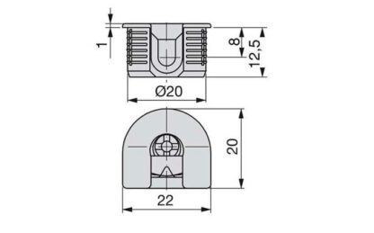 20 stuks stabiele excentrische verbinding ⌀20 mm met flens en klauw buitenmantel voor plaatdikte 16 mm (5/8"), gemaakt van Zamak, 8470907. Robuuste excentrische connector voor meubelaansluiting en nog veel meer, van EMUCA - Afbeelding 2