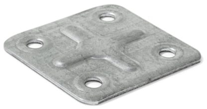 10 stevige vierkante platte connectoren, met vier stevige stalen aansluitgaten, oppervlak: gegalvaniseerd, 40 mm (1,6") 8217405. Verbindingsplaat E.FP.40 voor platen, panelen, werkbladen, werkbladen en nog veel meer, door EMUCA - Afbeelding 3