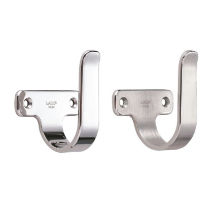 Hoogwaardige universele haak van SUS304 roestvrij staal, oppervlak: glanzend gepolijst, 60 mm (2,4"), 5H-60M. V2A handdoekhaak voor badkamer, zwembad, scheepsbouw, camper, buitenruimte, vochtige omgeving en nog veel meer, door Sugatsune / LAMP® (Japan) - Afbeelding 2