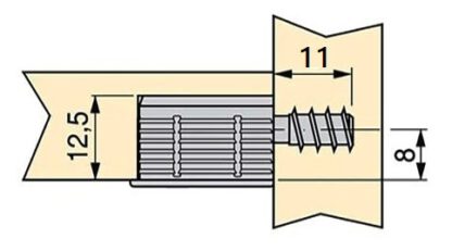 20-delige robuuste verbindingsbout voor boring ⌀6 mm, gemaakt van staal, 11 mm (7/16"), 8905305. Stevige excentrische pen voor meubelaansluiting en nog veel meer, van EMUCA - Afbeelding 3