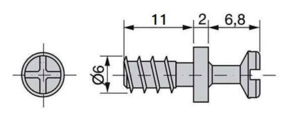 20-delige robuuste verbindingsbout voor boring ⌀6 mm, gemaakt van staal, 11 mm (7/16"), 8905305. Stevige excentrische pen voor meubelaansluiting en nog veel meer, van EMUCA - Afbeelding 2