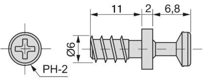 20 stuks robuuste verbindingsbout voor boring ⌀6 mm, gemaakt van Zamak, 11 mm (7/16"), 8083901. Stevige excentrische pen voor meubelaansluiting en nog veel meer, van EMUCA - Afbeelding 2