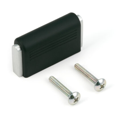 Hoogwaardige zachte meubelhandgreep gemaakt van aluminiumlegering en elastomeer, oppervlak: zwart, 50 mm (2"), FS-04-S. Elastische aluminium en rubberen deurklink voor lade, meubeldeur, keukenkast, kantoorkast en nog veel meer, door Sugatsune / LAMP® (Jap