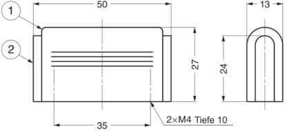 Hoogwaardige zachte meubelhandgreep gemaakt van aluminiumlegering en elastomeer, oppervlak: zwart, 50 mm (2"), FS-04-S. Elastische aluminium en rubberen deurklink voor lade, meubeldeur, keukenkast, kantoorkast en nog veel meer, door Sugatsune / LAMP® (Jap - Afbeelding 2