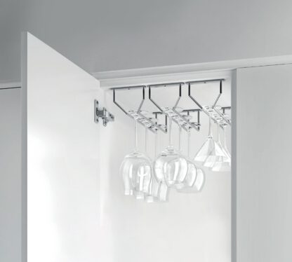 Hoogwaardige wijnglashouder, gemaakt van staal, oppervlak: verchroomd, 340 mm (13-25/64"), 8938011. Praktische glazenhouder voor wijnglazen, champagneglazen, cocktailglazen, cognacglazen, bekers en nog veel meer, van EMUCA - Afbeelding 5