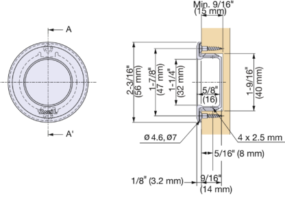 ZweiL® roestvrijstalen kuipgreep, 56 mm (2,3″) ZL-2501-56. Hoogwaardige, solide en elegante kuipgreep van het fijnste roestvrij staal V4A (SUS316) voor exclusief interieurdesign en hoogwaardige inrichting van Sugatsune / LAMP® (Japan) - Afbeelding 3